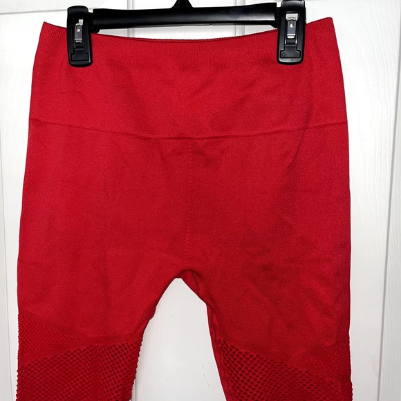 Fabletics High Waisted Athletic Mesh Persimmon Red Leggings Women's Small - Picture 4 of 7